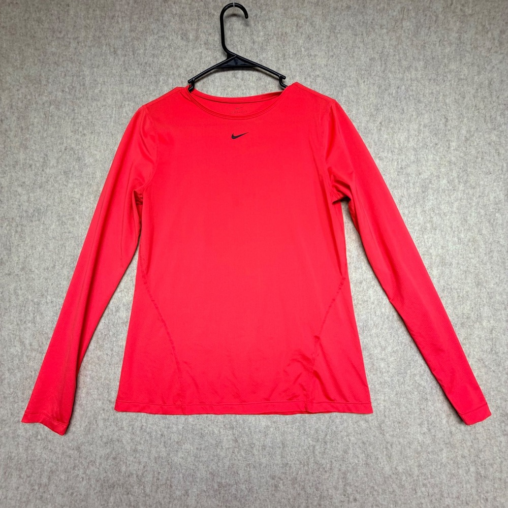 Nike Dri-FIT Training Top Womens Pink Red Long Sleeve Medium Active Shirt